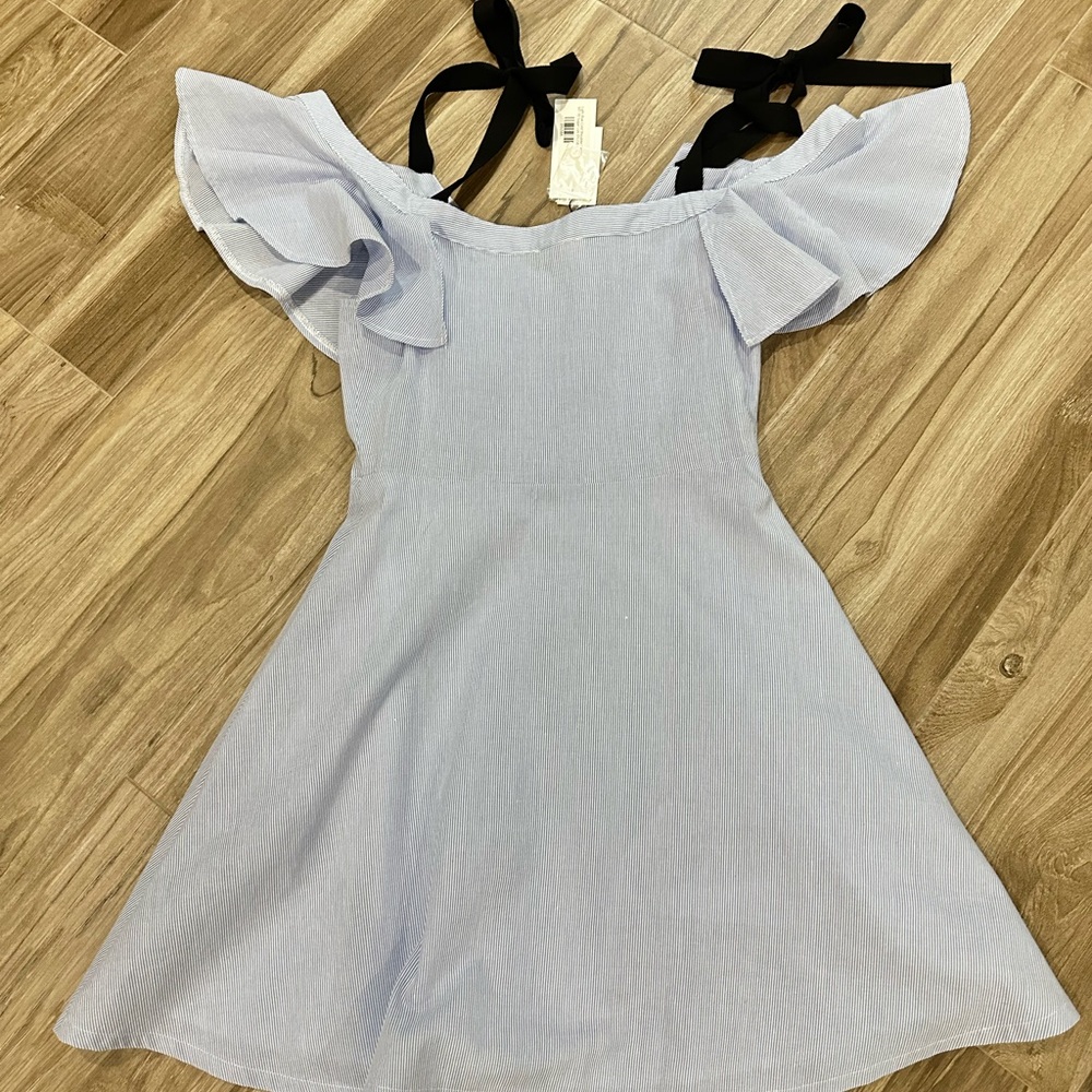 NWT Beautiful and feminine A-Line Sugar+Lips Light Blue Off-Shoulder Dress Sz S - Picture 16 of 16